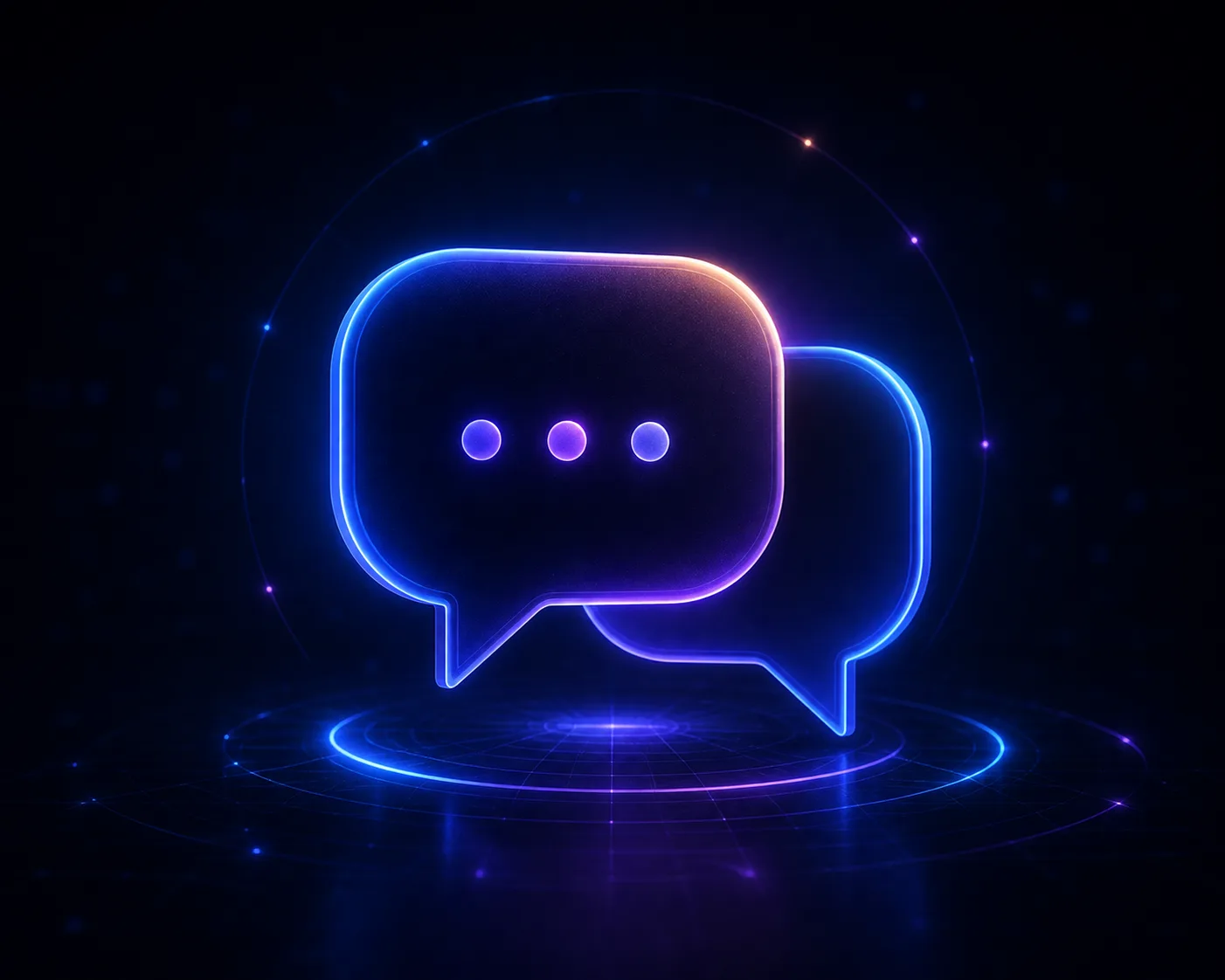 Bulles de conversation lumineuses pour échanger sur un projet